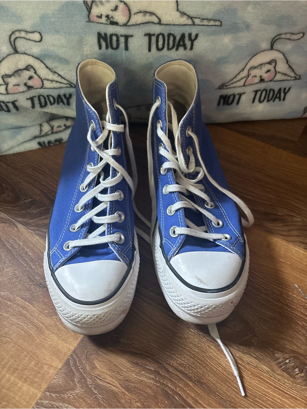 Converse Blue High-Top Platform Sneakers with White Accents